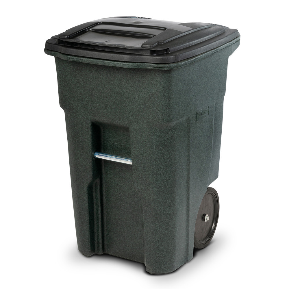 Toter 48 Gallon Durable Trash Can with Smooth Wheels & Lid, Green