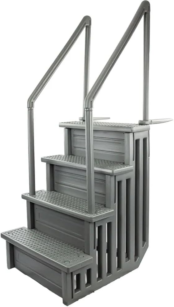 Select Anti-Slip in-Pool Steps | Gray | for Above Ground Swimming Pools | Can Mount to Decks 48