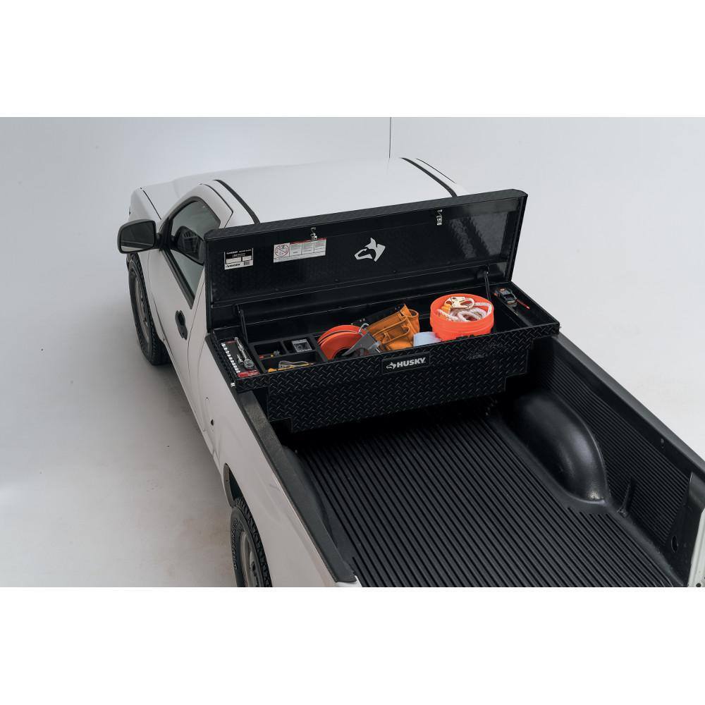 Husky 61.86′′ Matte Black Aluminum Low Profile Truck Tool Box for Mid-Size Trucks