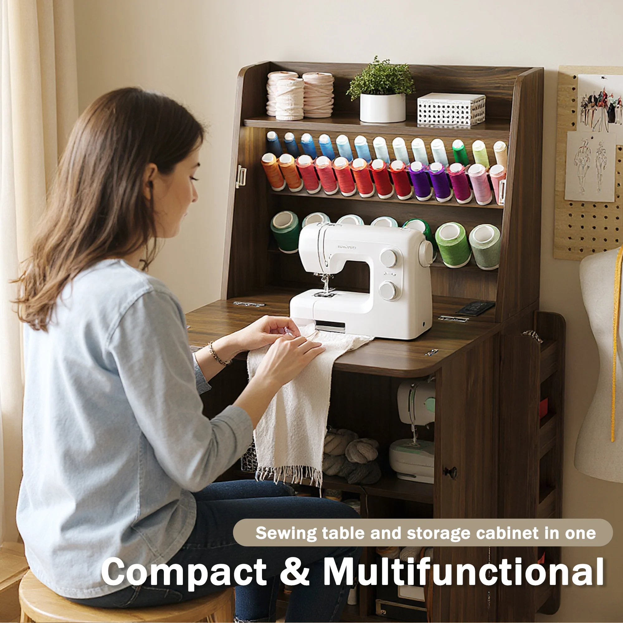 Advwin Folding Sewing Machine Cabinet