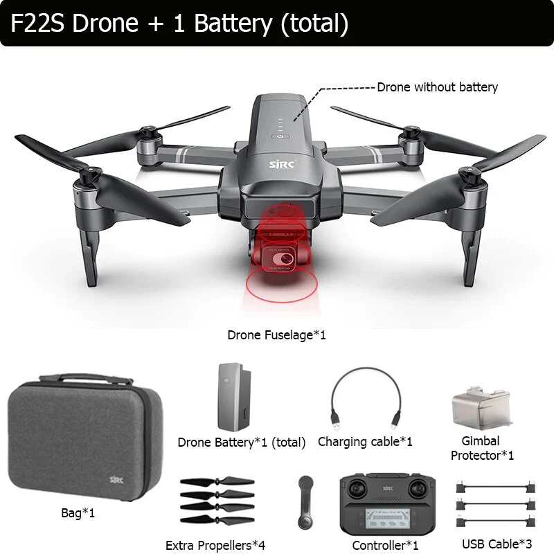 SJRC F22S Drone -  4K HD EIS Camera 3.5KM Distance 35 Minutes GPS Optical Flow Wifi Camera Drone