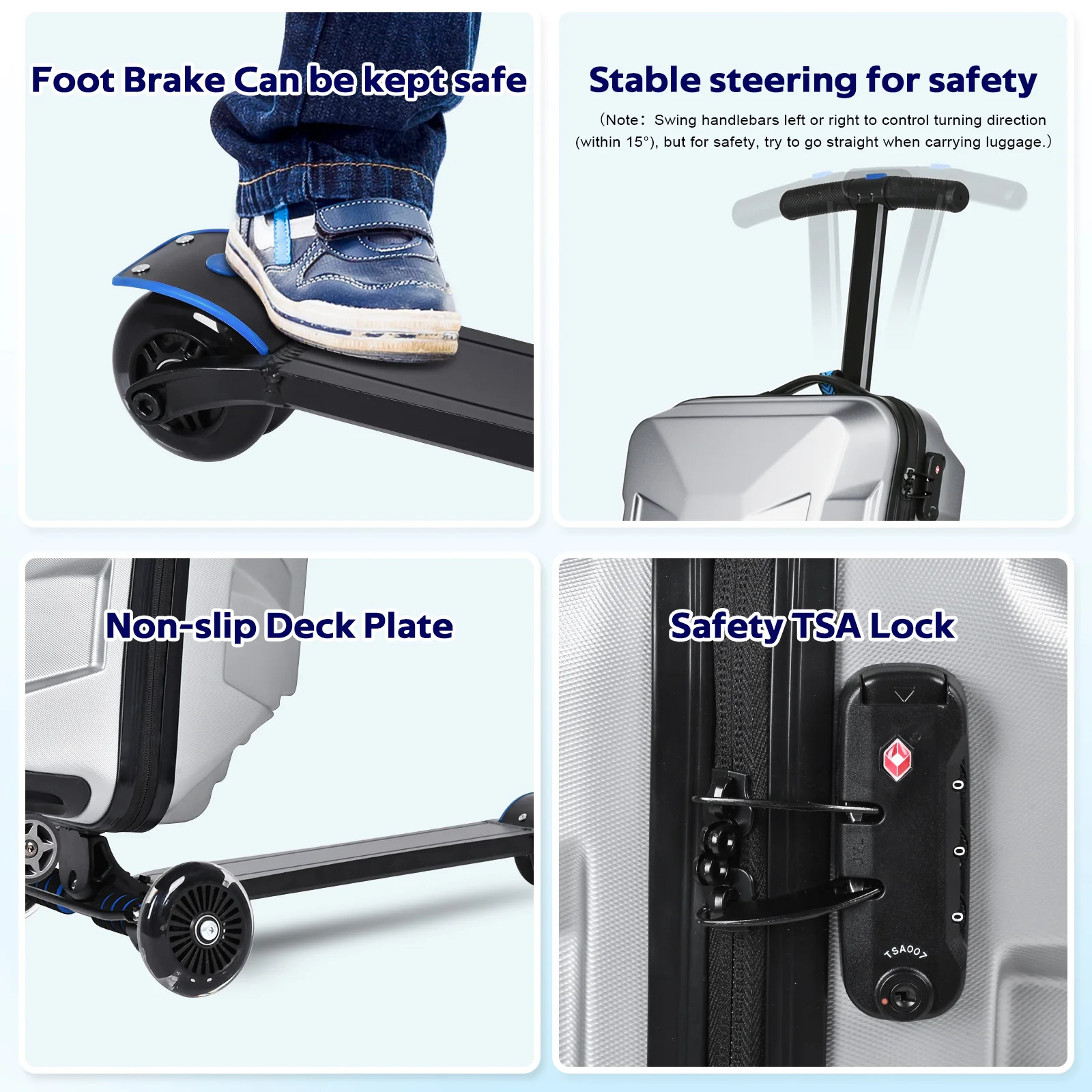 Advwin Scooter Suitcase with LED Light Wheels