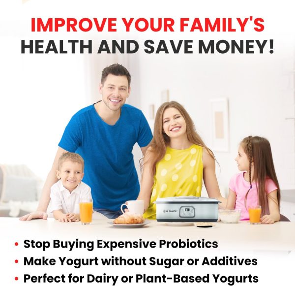 Ultimate Probiotic Yogurt Maker with Two 1-Quart Containers for Larger Batches   Make Trillions of Live Probiotics with Adjustable Temp   Time Control   Best Greek Yogurt Maker   LIFETIME WARRANTY