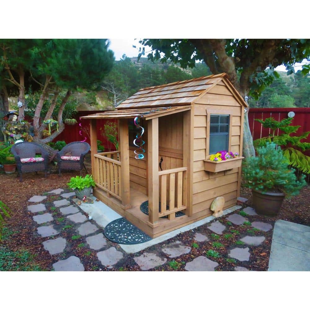 Outdoor Living Today Little Squirt 6×6 ft. Cedar Playhouse with Windows and Dutch Door