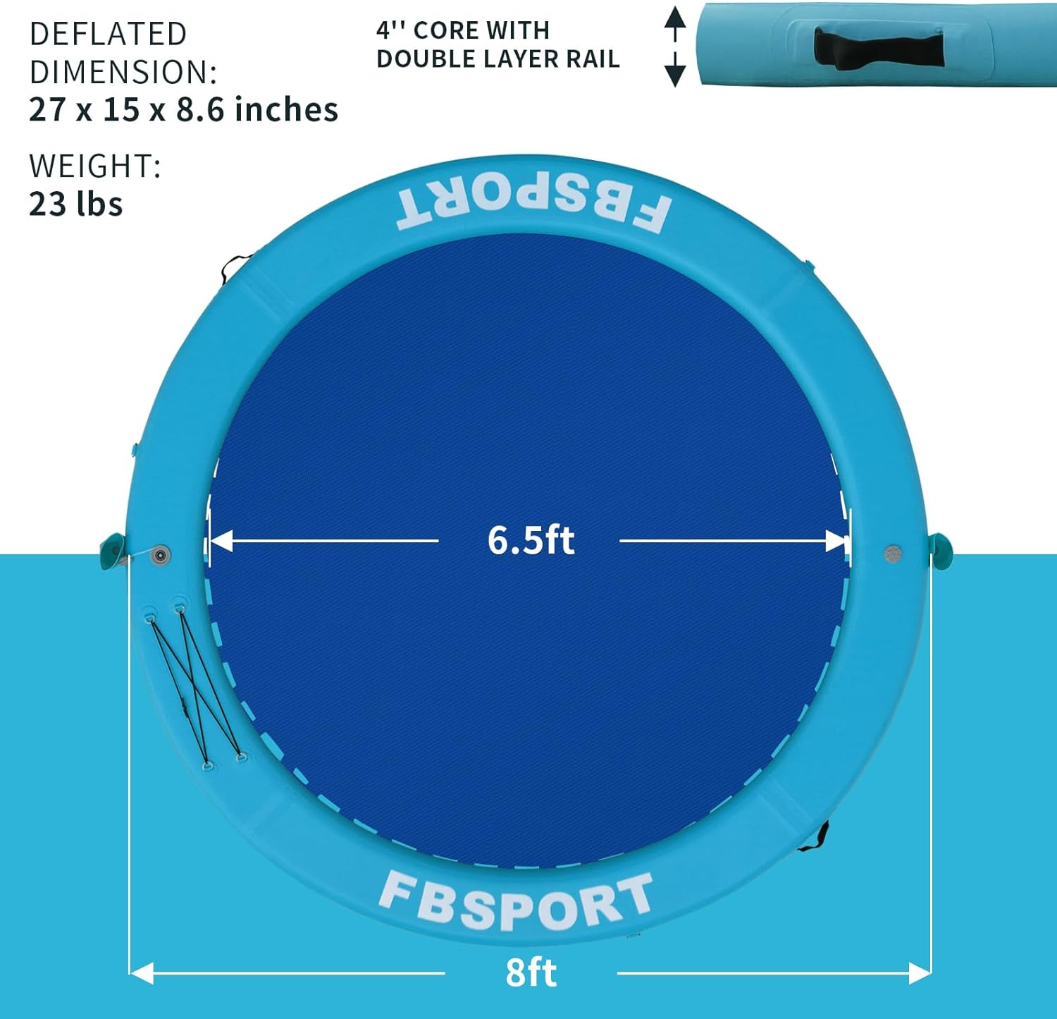 Inflatable Dock Floating Platform, 8ft Inflatable Water Hammock Floating Deck for Lake W/Cupholder, Round Floating Ring Float Ring, Pool Float Raft Lounger Island Platform Pad