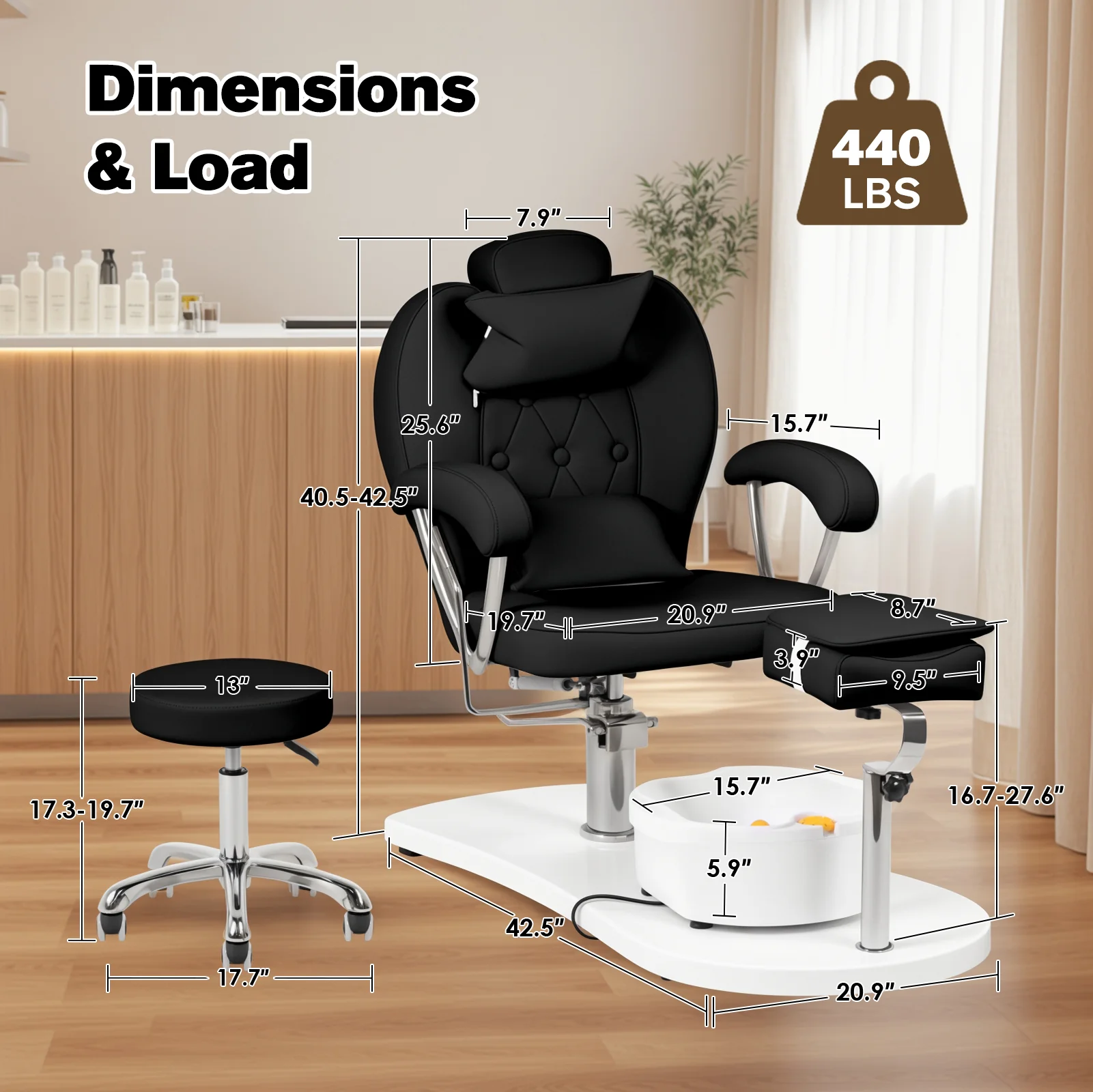Advwin Pedicure Chair with Adjustable Height