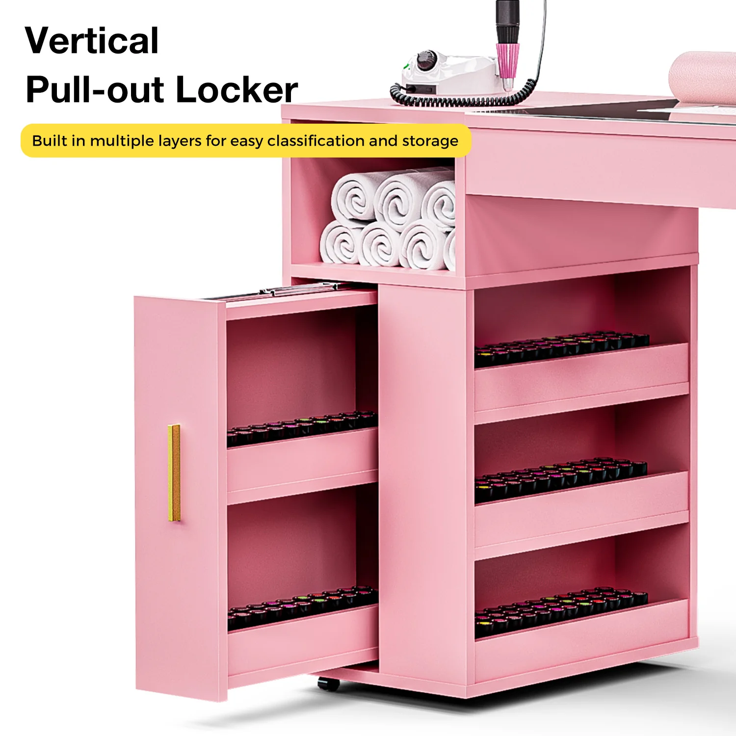 Advwin Nail Desk w/ Acetone-Resistant Glass Table Top