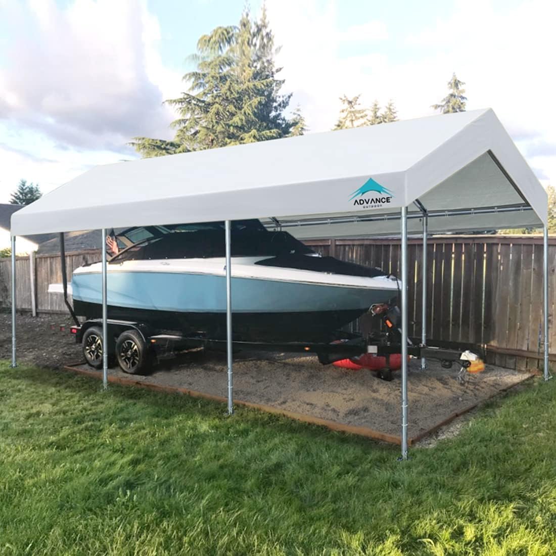 10x20 ft Heavy Duty Carport Potable Car Canopy Garage Party Tent Boat Shelter, Adjustable Height from 9.5 ft to 11 ft, Beige