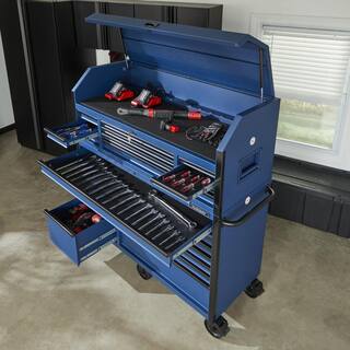 2025 Husky 56 in. W x 22 in. D Heavy Duty 23-Drawer Combination Rolling Tool Chest and Top Tool Cabinet Set in Matte Blue