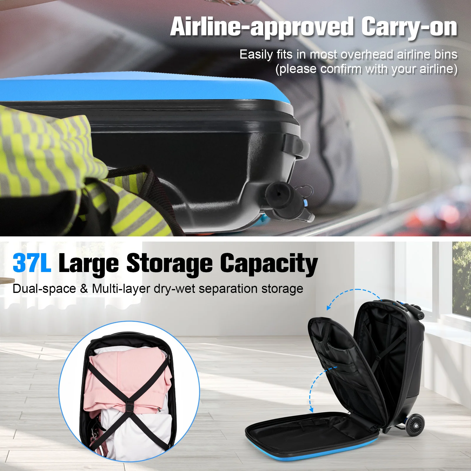 Advwin Foldable Hardshell Scooter Suitcase