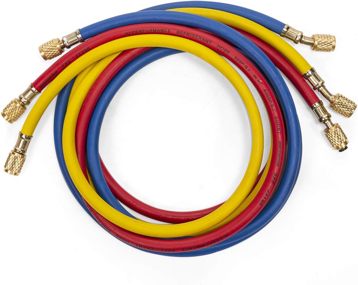 Premium 4CFM Air Vacuum Pump HVAC A/C Refrigeration Kit AC Manifold Gauge Case Set R134a Tap w/Leak Detector and Carrying Tote Bag