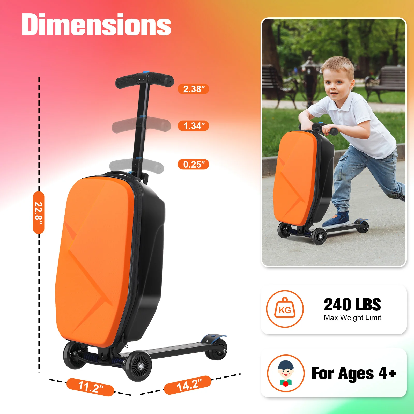 Advwin Foldable Hardshell Scooter Suitcase