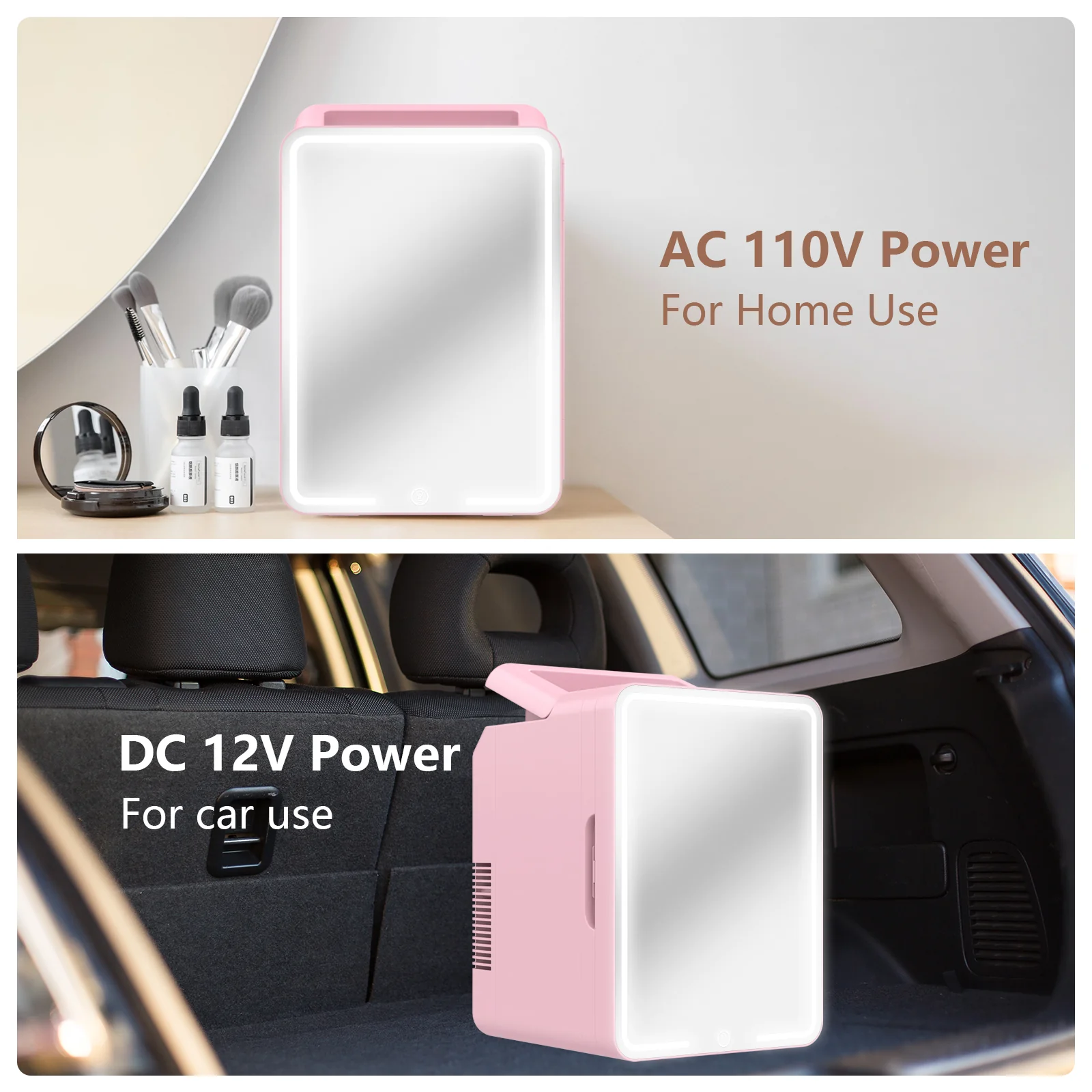 Advwin 12L Mini Fridge with LED Light Mirror