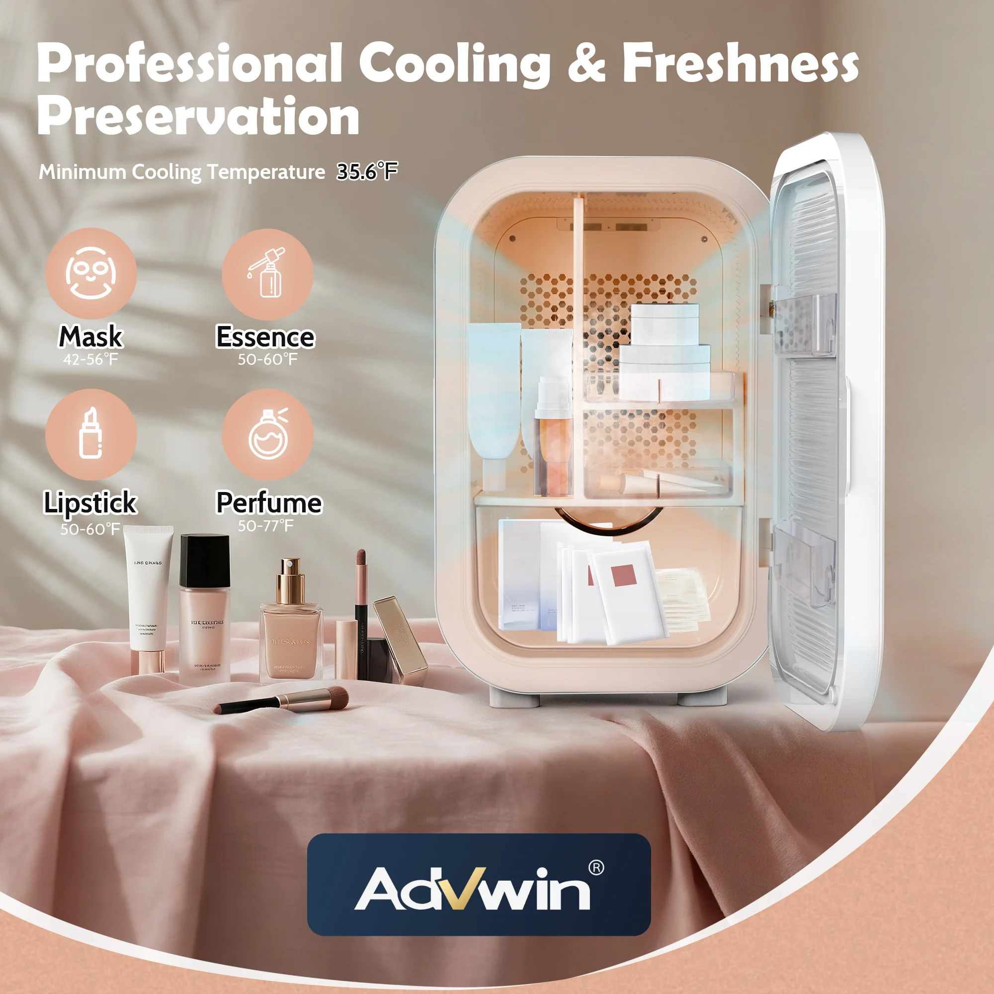 Advwin 22L Mini Skincare Fridge for Cosmetic Storage
