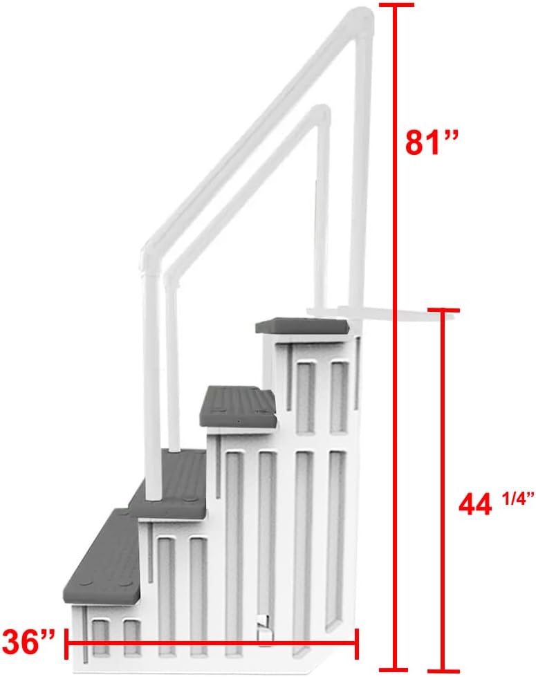 Select Anti-Slip in-Pool Steps | Gray | for Above Ground Swimming Pools | Can Mount to Decks 48