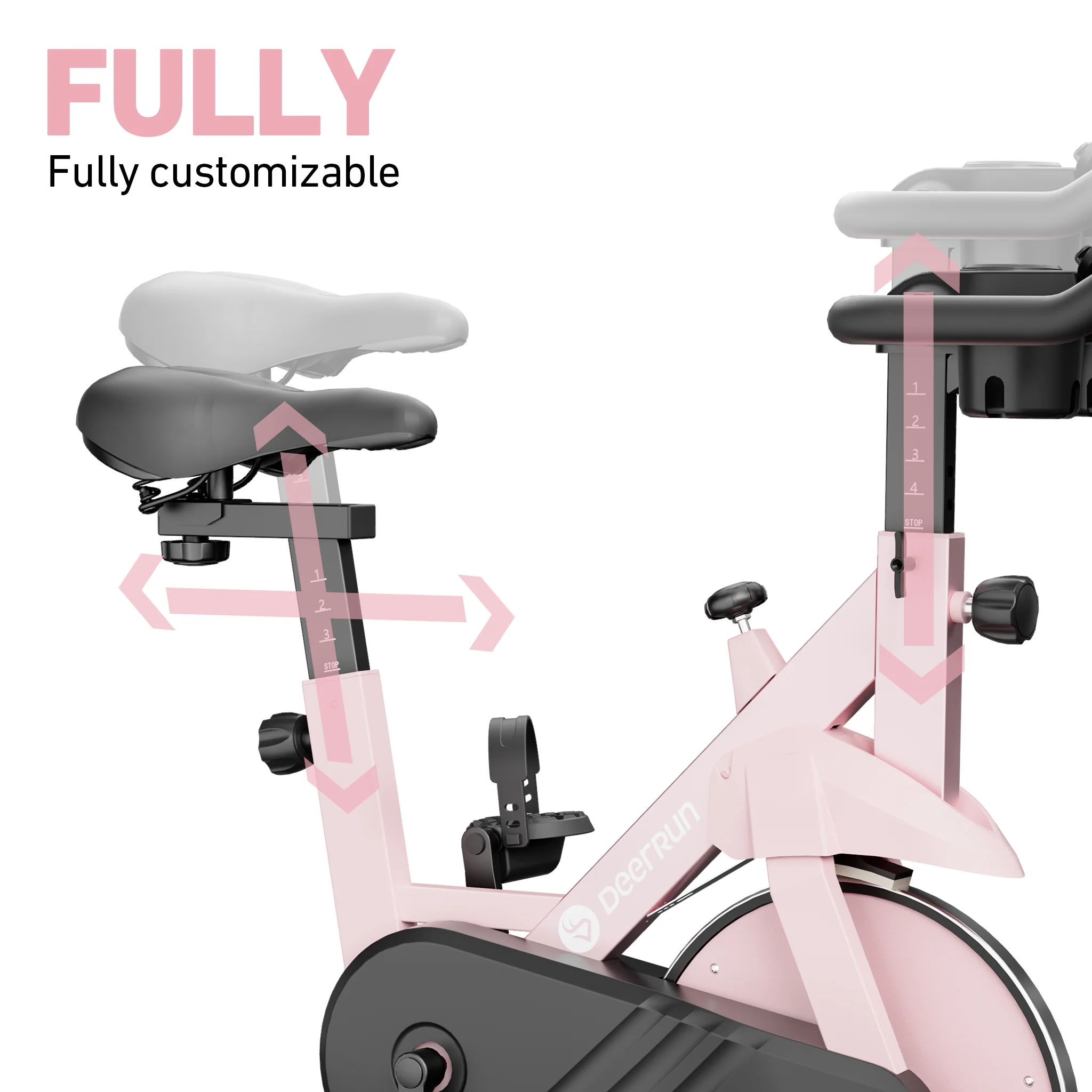 DeerRun S500 Indoor Smart Stationary Cycling Bike with PitPat App, 1-32 Magnetic Resistance-Pink