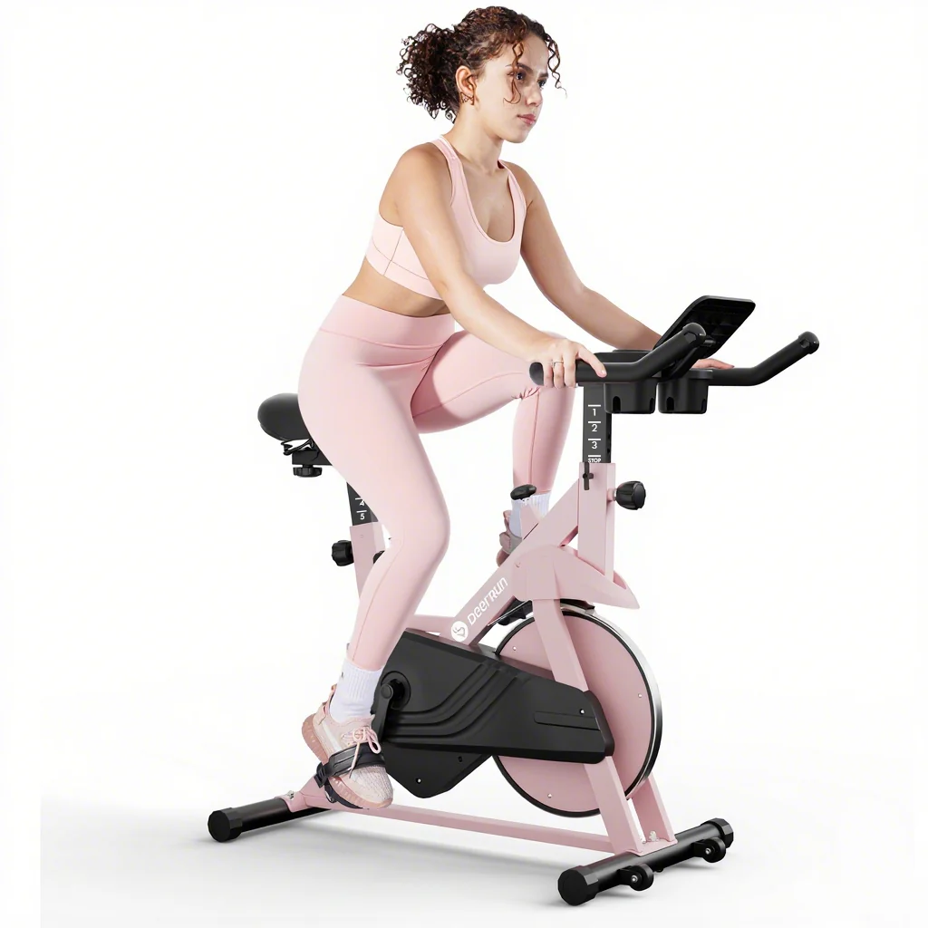 DeerRun S500 Indoor Smart Stationary Cycling Bike with PitPat App, 1-32 Magnetic Resistance-Pink