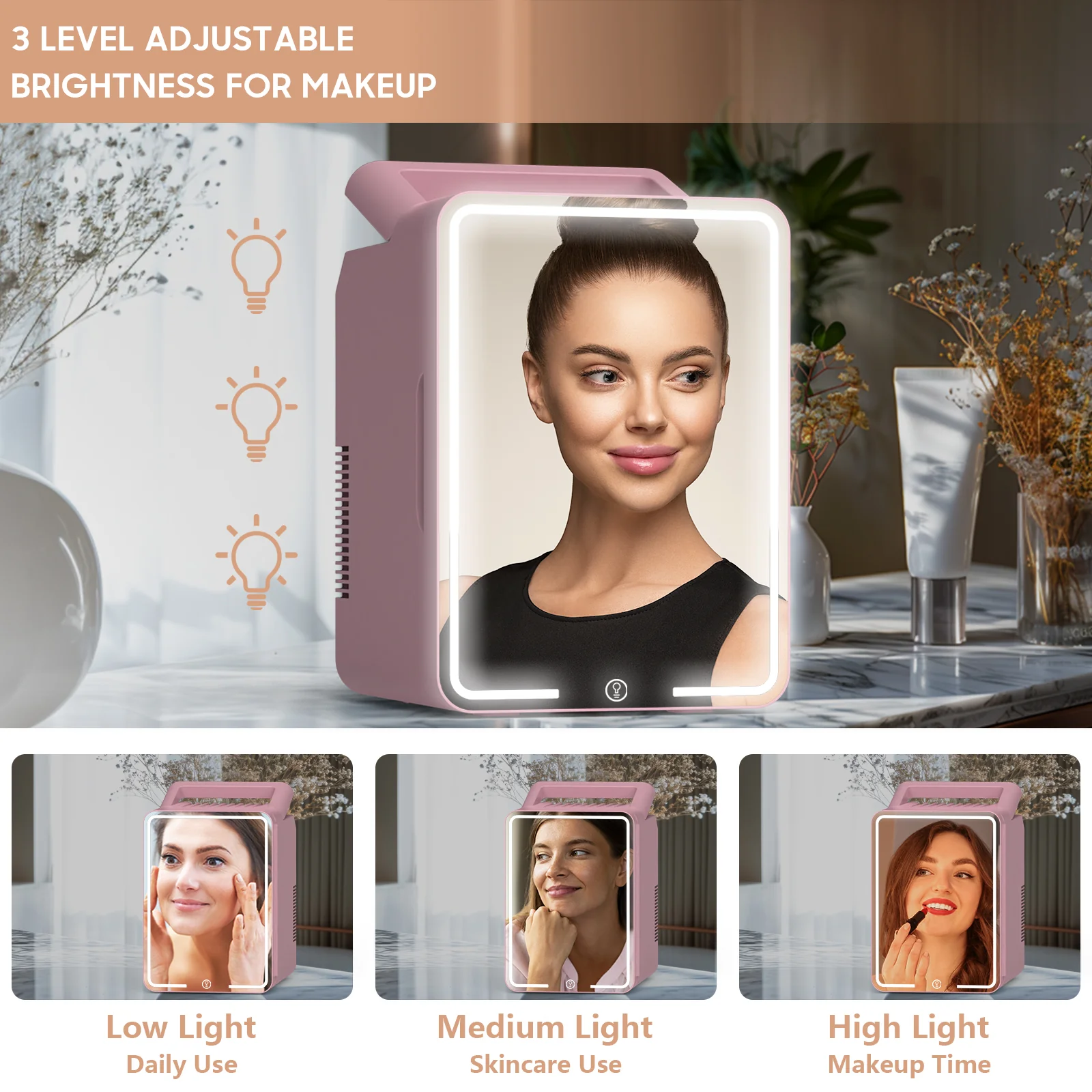 Advwin 12L Mini Fridge with LED Light Mirror