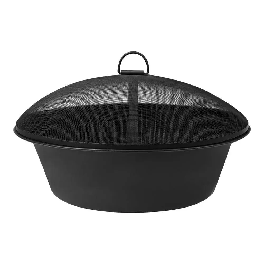 Hampton Bay 22′′ Steel Fire Pit Insert Set, 3-Piece, Black, Fits Wood Burning Pits