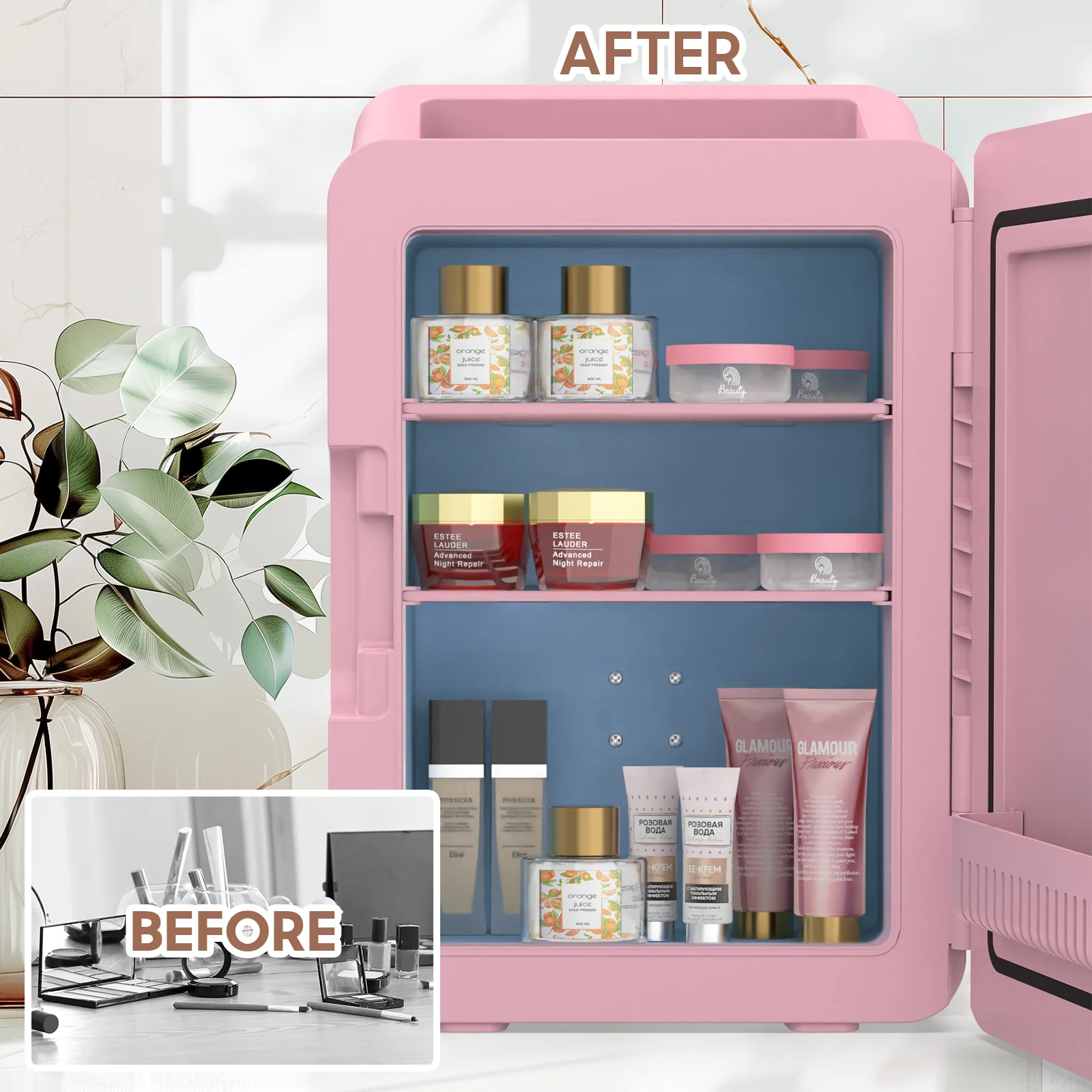 Advwin 12L Mini Fridge with LED Light Mirror