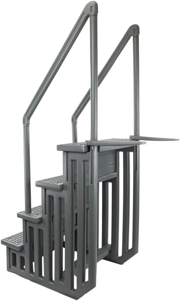 Select Anti-Slip in-Pool Steps | Gray | for Above Ground Swimming Pools | Can Mount to Decks 48