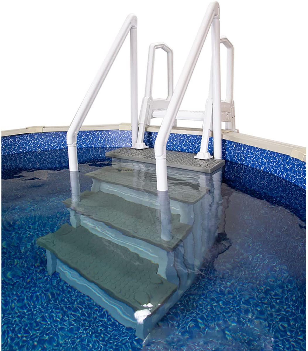 Select Anti-Slip in-Pool Steps | Gray | for Above Ground Swimming Pools | Can Mount to Decks 48