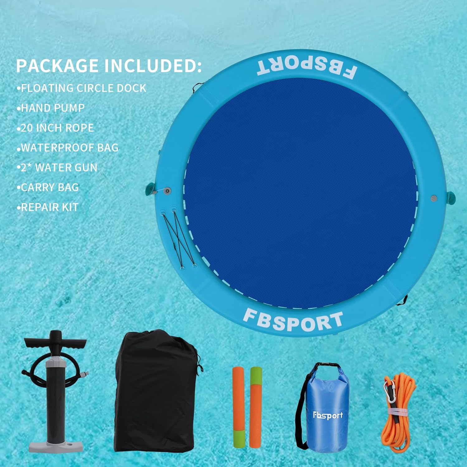 Inflatable Dock Floating Platform, 8ft Inflatable Water Hammock Floating Deck for Lake W/Cupholder, Round Floating Ring Float Ring, Pool Float Raft Lounger Island Platform Pad