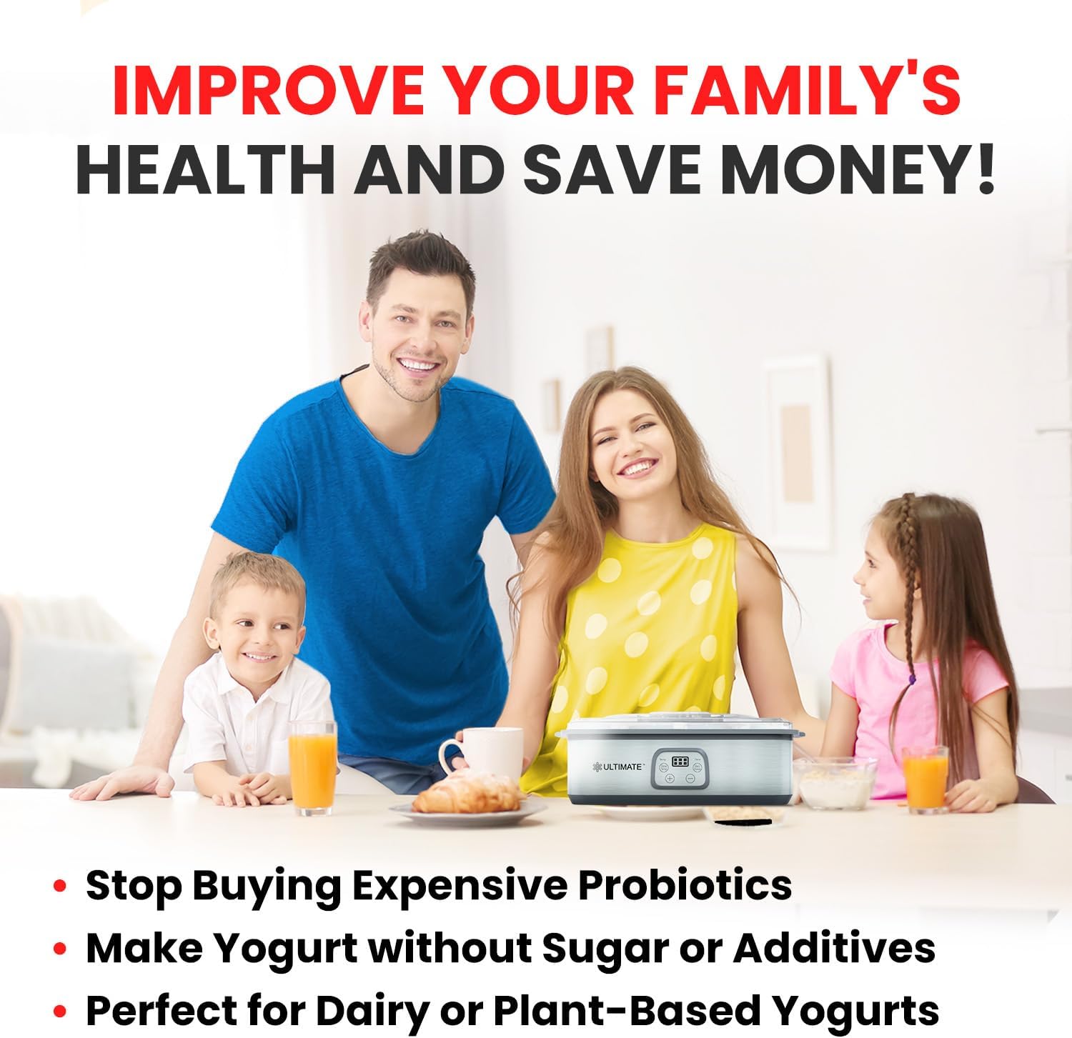 Ultimate Probiotic Yogurt Maker with Two 1-Quart Containers for Larger Batches   Make Trillions of Live Probiotics with Adjustable Temp   Time Control   Best Greek Yogurt Maker   LIFETIME WARRANTY