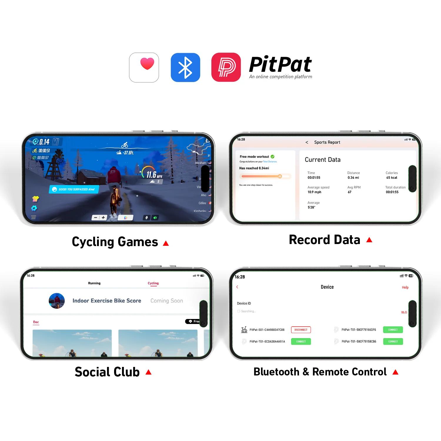 DeerRun S500 Indoor Smart Stationary Cycling Bike with PitPat App, 1-32 Magnetic Resistance-Pink