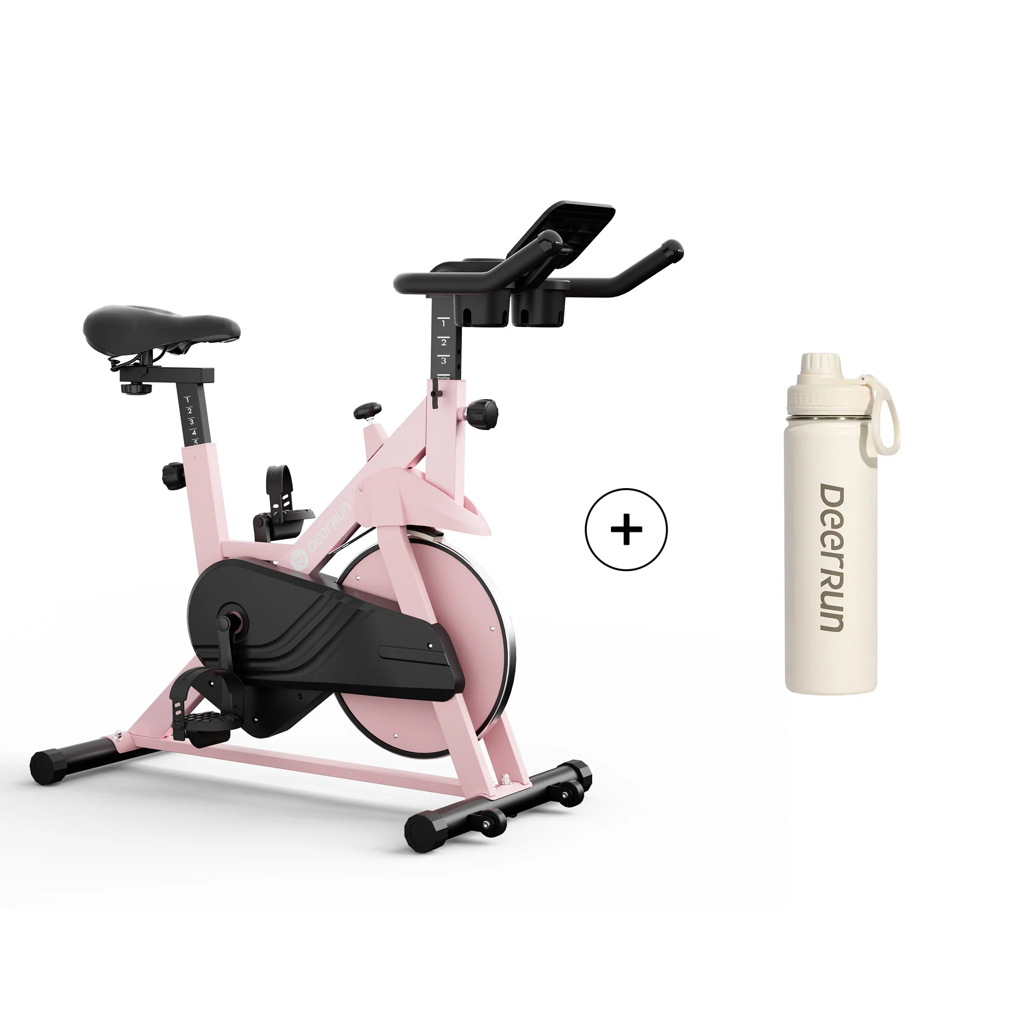 DeerRun S500 Indoor Smart Stationary Cycling Bike with PitPat App, 1-32 Magnetic Resistance-Pink