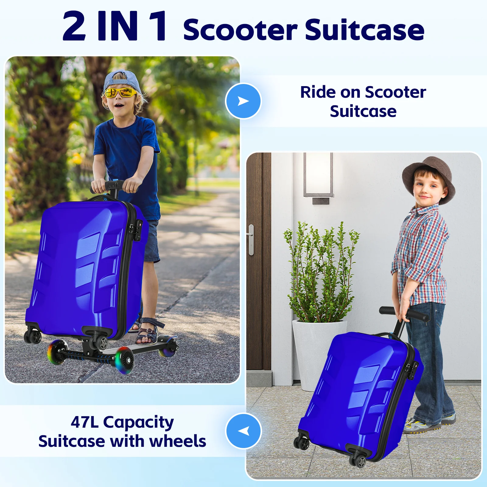 Advwin Scooter Suitcase with LED Light Wheels