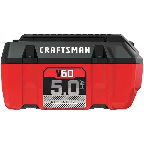 CRAFTSMAN V60 5.0Ah Lithium Ion Battery with LED Indicator, No Memory Effect, 4-Year Warranty