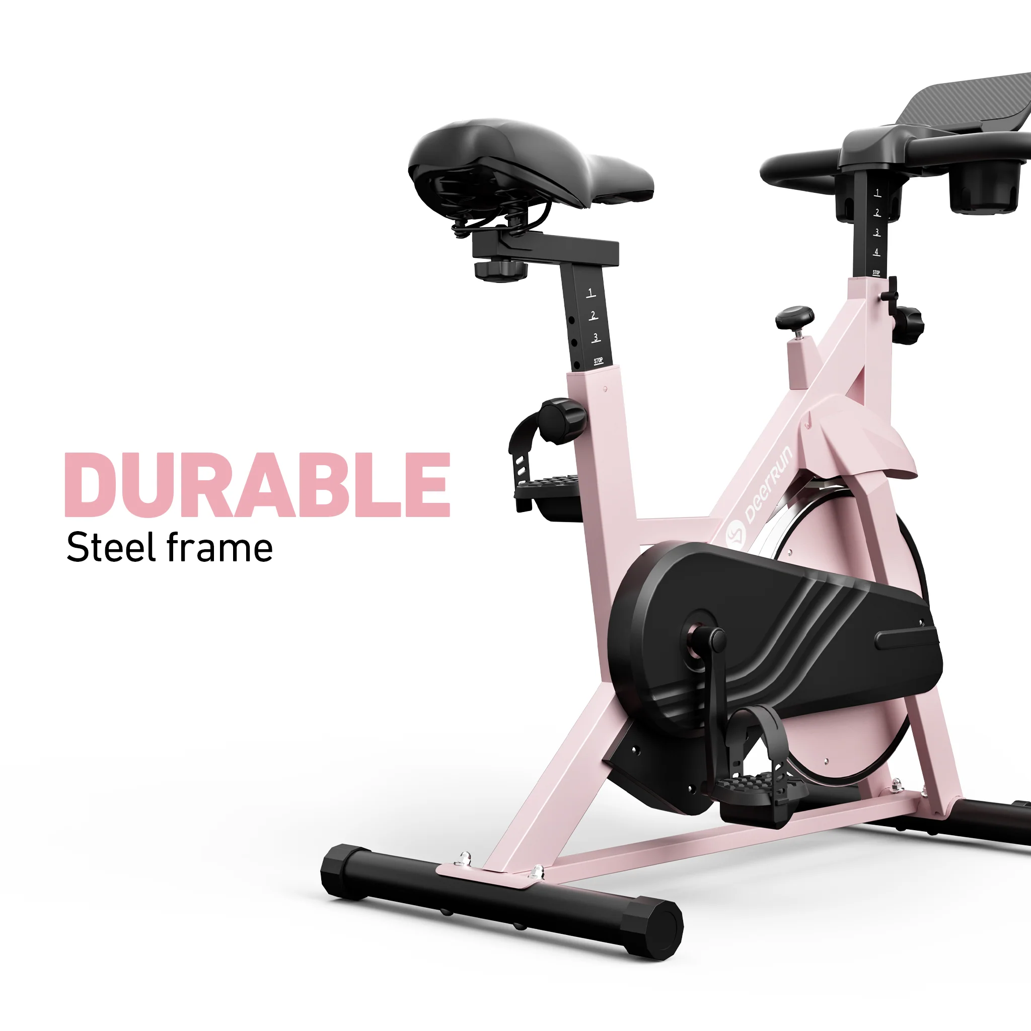DeerRun S500 Indoor Smart Stationary Cycling Bike with PitPat App, 1-32 Magnetic Resistance-Pink