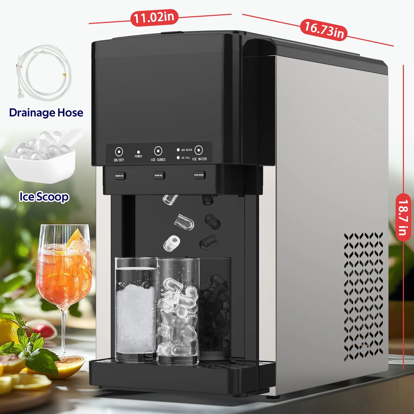 Advwin 3-In-1 Water Dispenser w/Ice Maker Countertop