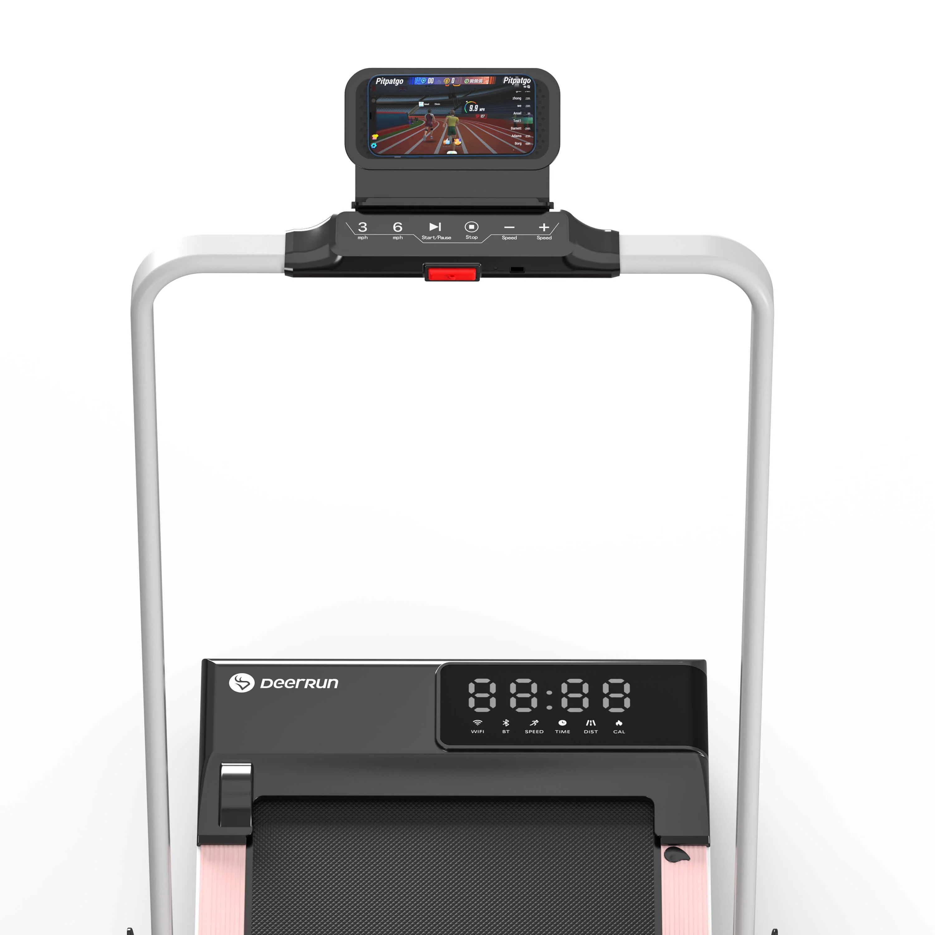 DeerRun A5 Pro Smart 2 in 1 Folding Treadmill Pink with Handrail, 300Lbs