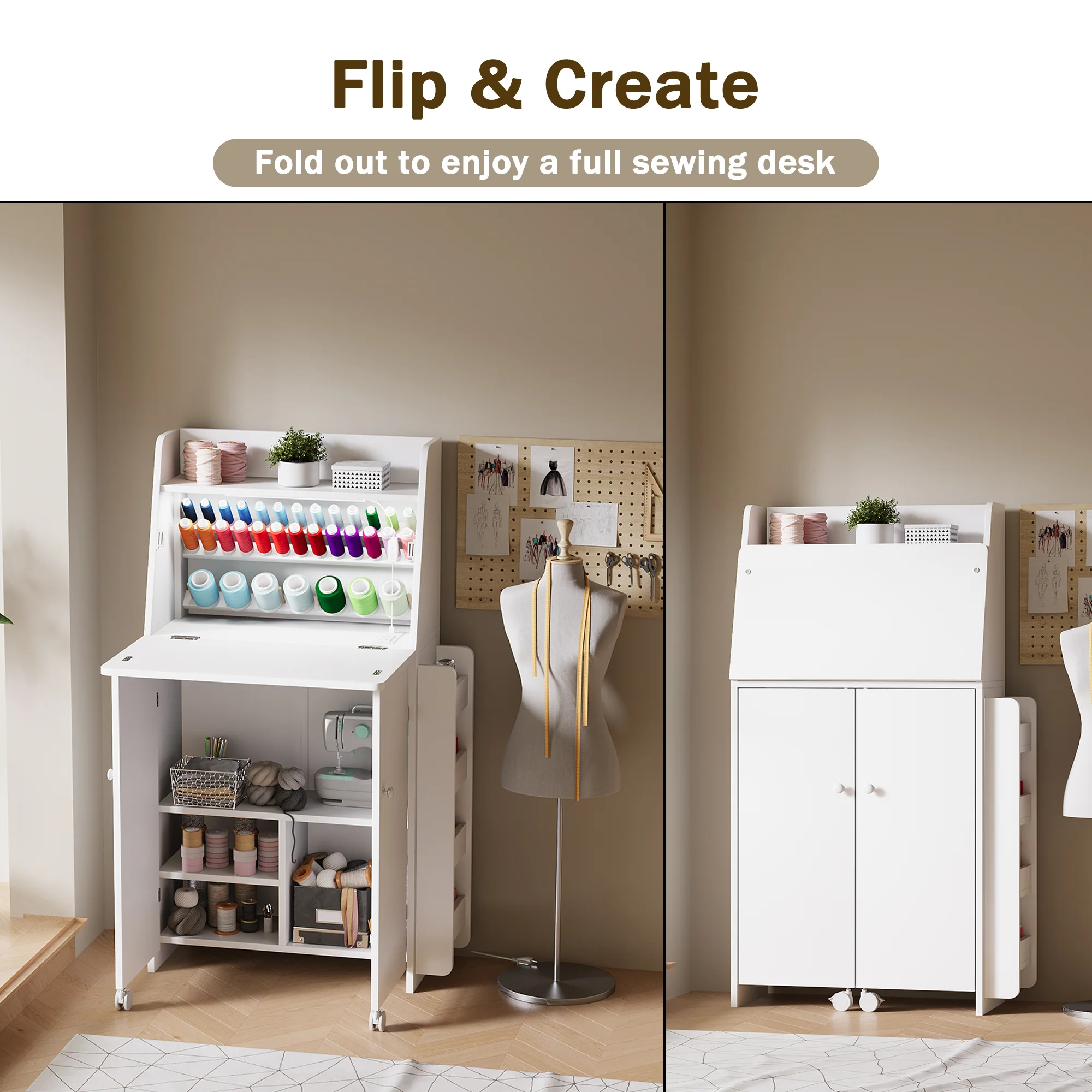 Advwin Folding Sewing Machine Cabinet