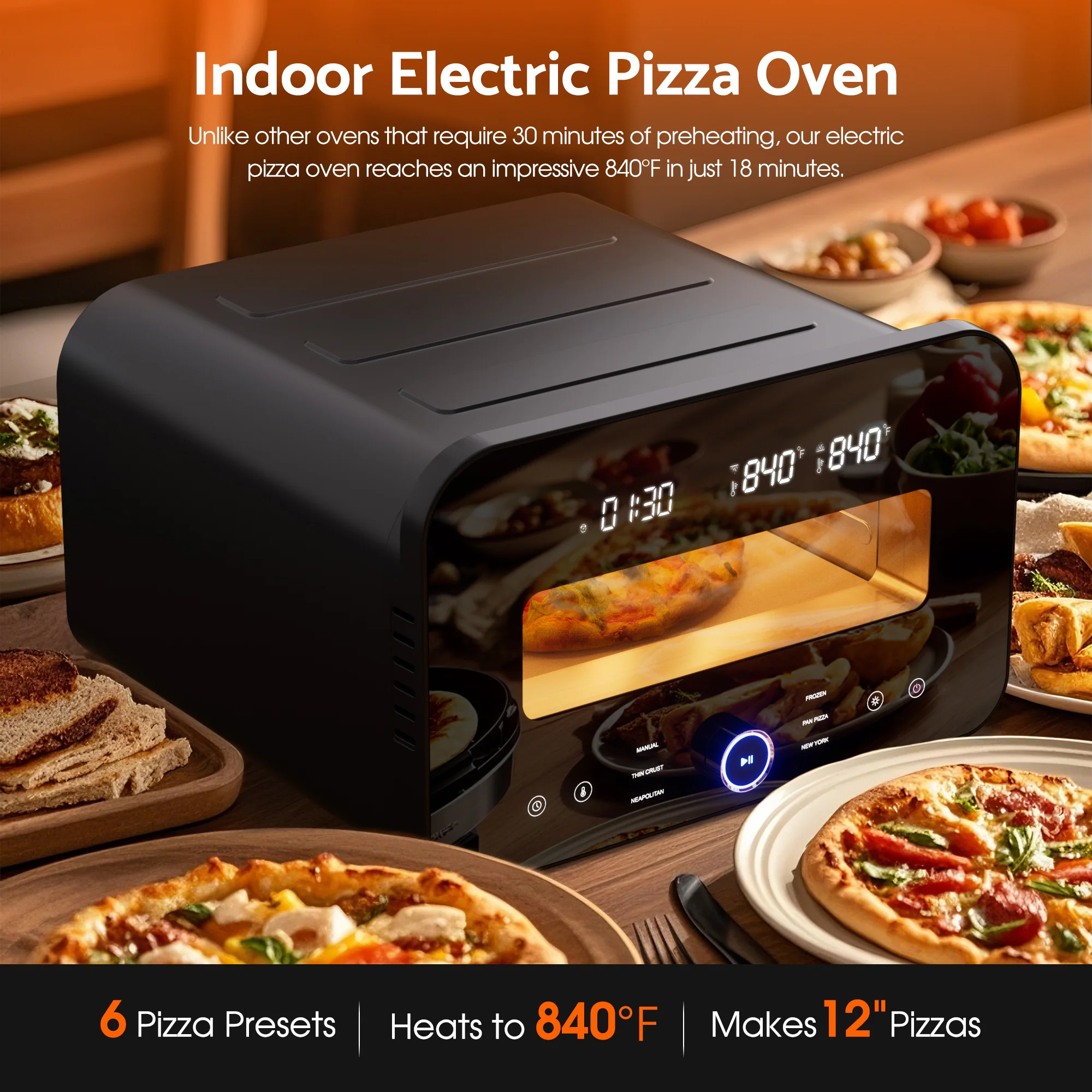 Edvwin Electric Countertop Pizza Oven 1700W