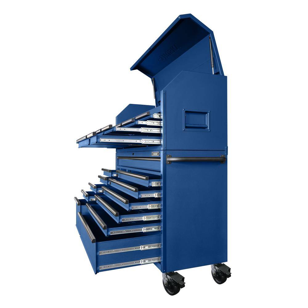 2025 Husky 56 in. W x 22 in. D Heavy Duty 23-Drawer Combination Rolling Tool Chest and Top Tool Cabinet Set in Matte Blue