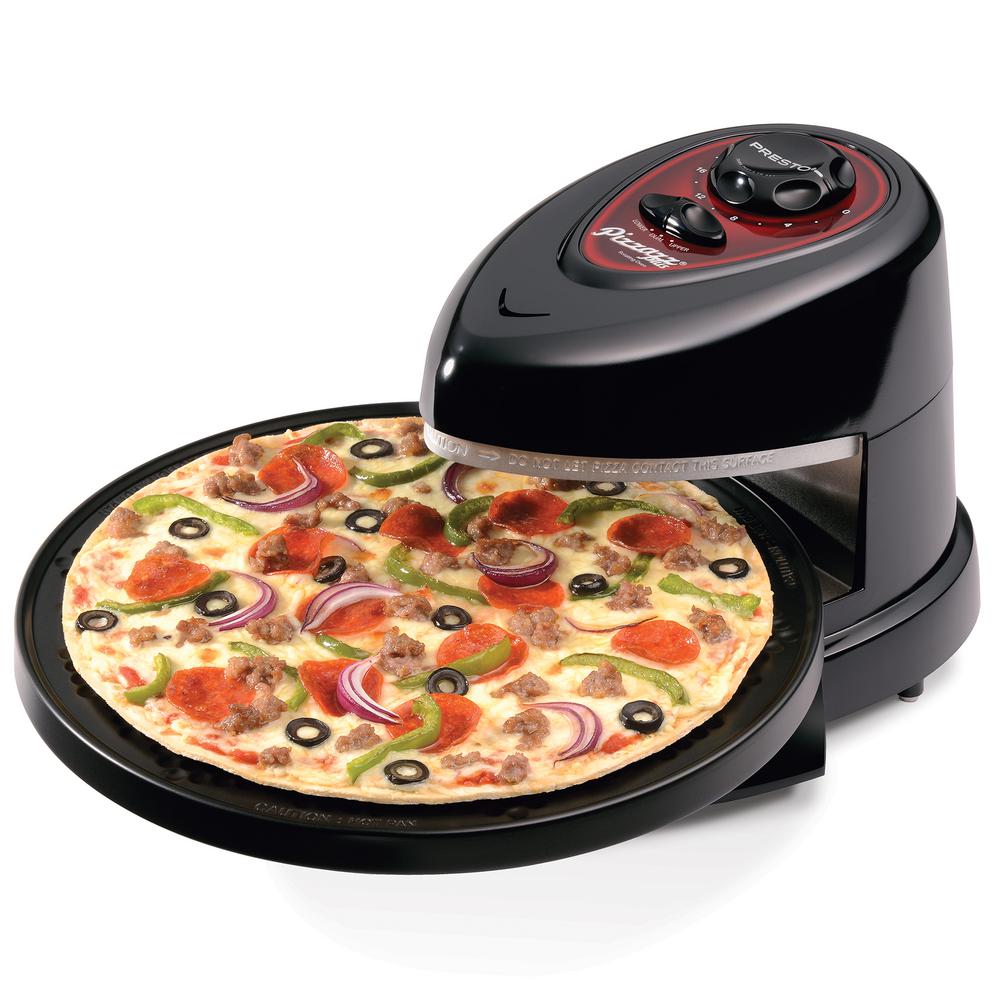 Presto Pizzazz Plus 1235W Rotating Countertop Pizza Oven with Timer, Non-Stick, Black