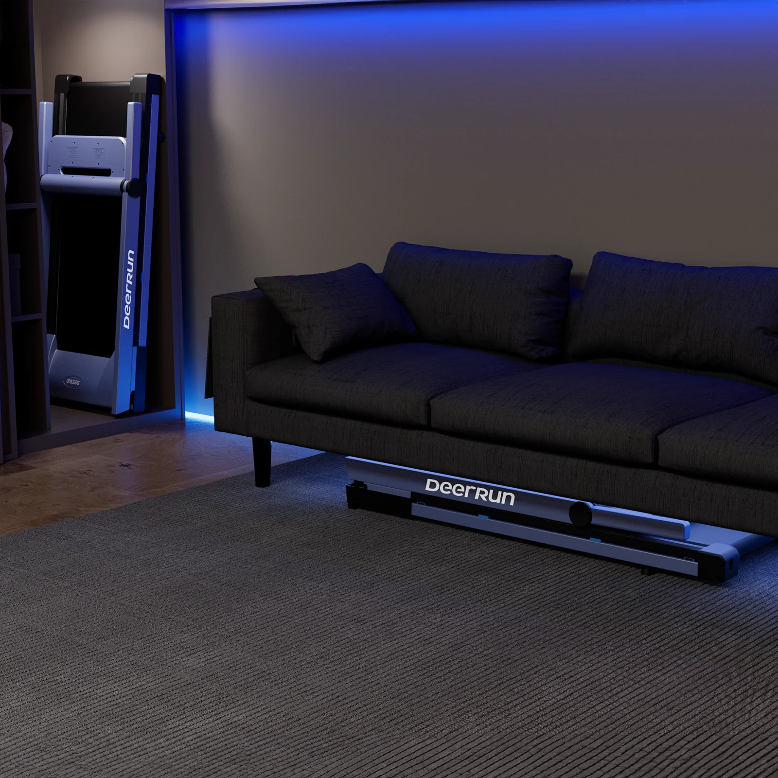 DeerRun A1 Pro Move+  6% Incline Foldable Treadmill——2025 Upgraded Chip & NFC Support | 350Lbs, 10mph Blue