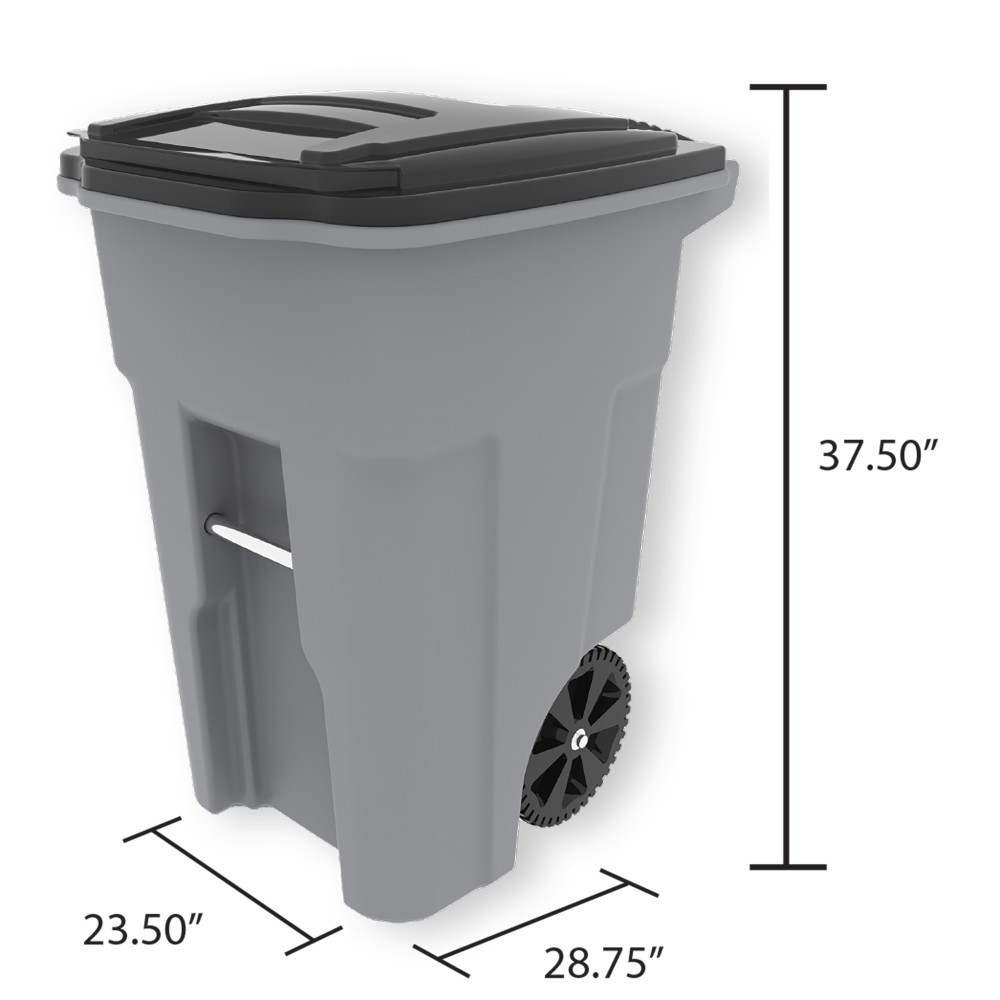 Toter 48 Gallon Durable Trash Can with Smooth Wheels & Lid, Green