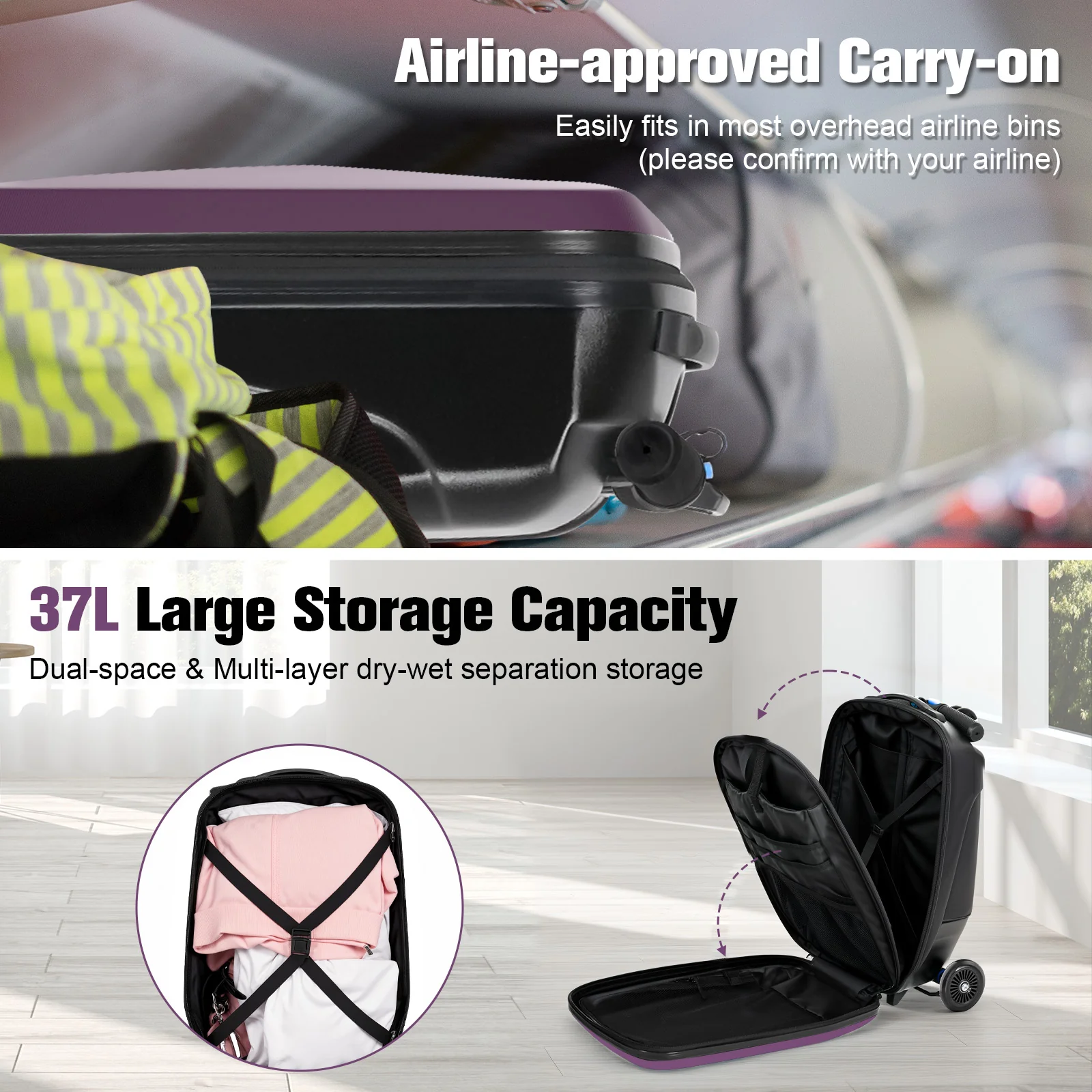 Advwin Foldable Hardshell Scooter Suitcase