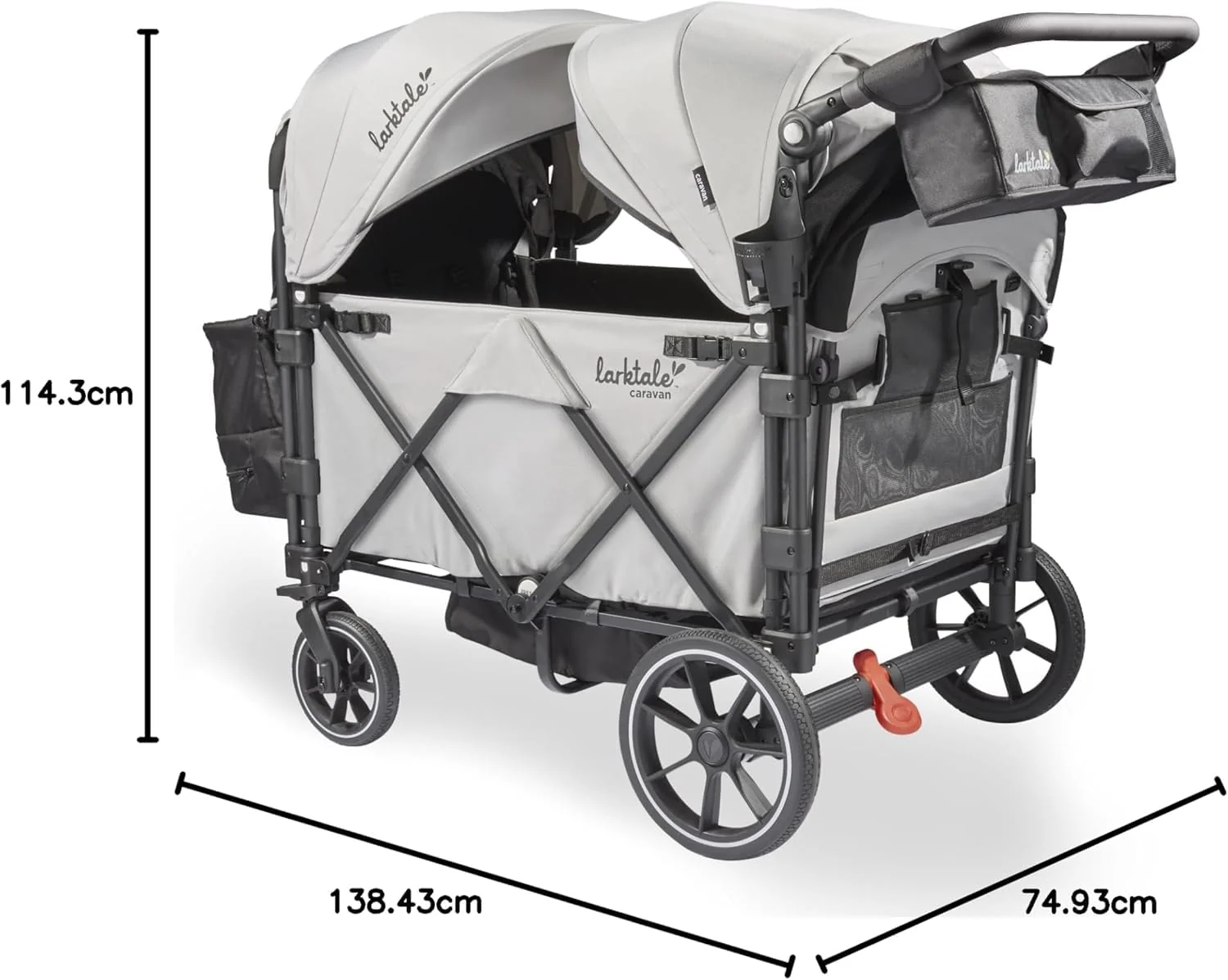 Caravan Quad 4-Seater Stroller Wagon with Reclining Seats- Avalon Grey