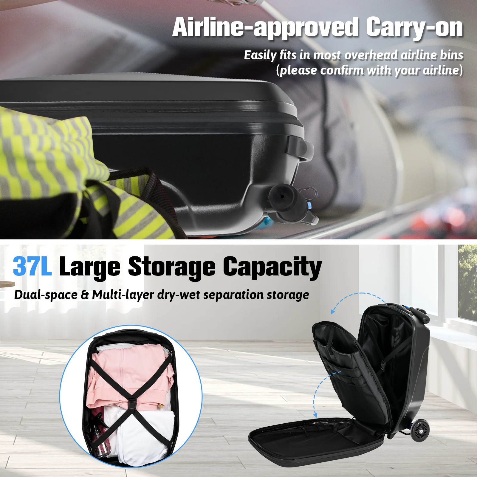 Advwin Foldable Hardshell Scooter Suitcase