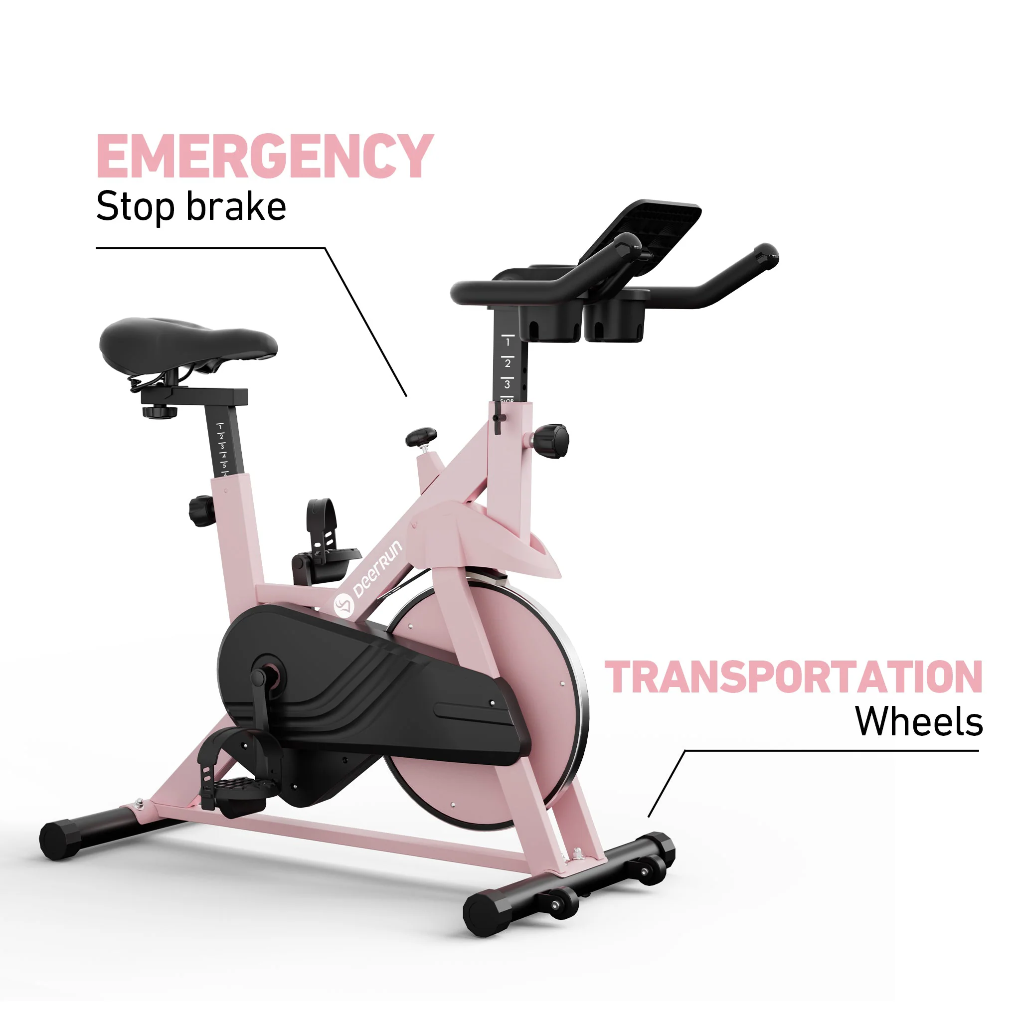 DeerRun S500 Indoor Smart Stationary Cycling Bike with PitPat App, 1-32 Magnetic Resistance-Pink