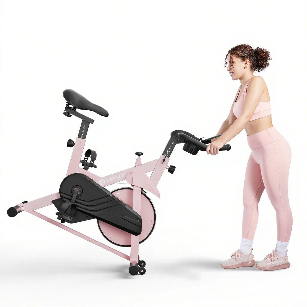 DeerRun S500 Indoor Smart Stationary Cycling Bike with PitPat App, 1-32 Magnetic Resistance-Pink