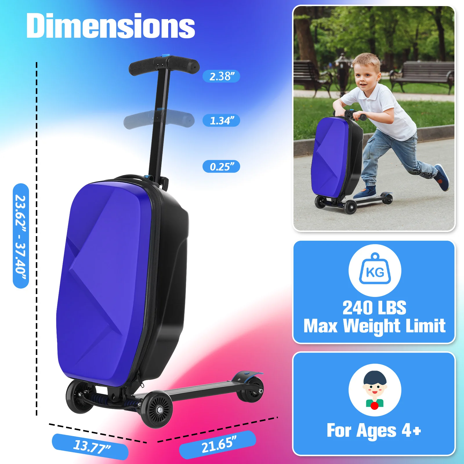 Advwin Foldable Hardshell Scooter Suitcase