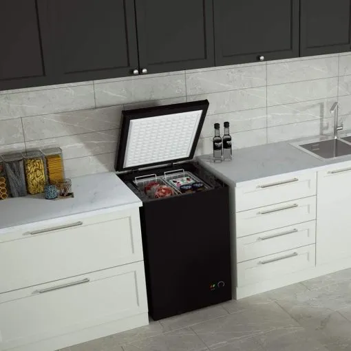 3.5 Cu Ft with 2 Removable Baskets – Reach In Freezer Chest – Quiet Compact Freezer – 7 Temperature Settings – Black