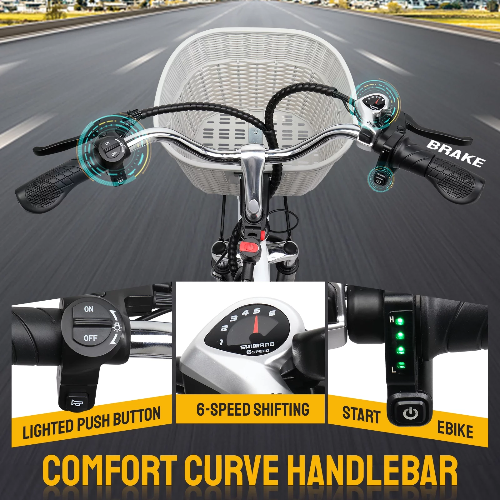 PEXMOR Electric Bike for Adults, 350W (Peak 500W) City Commuter Ebike 36V 12.5AH Removable Battery, 26