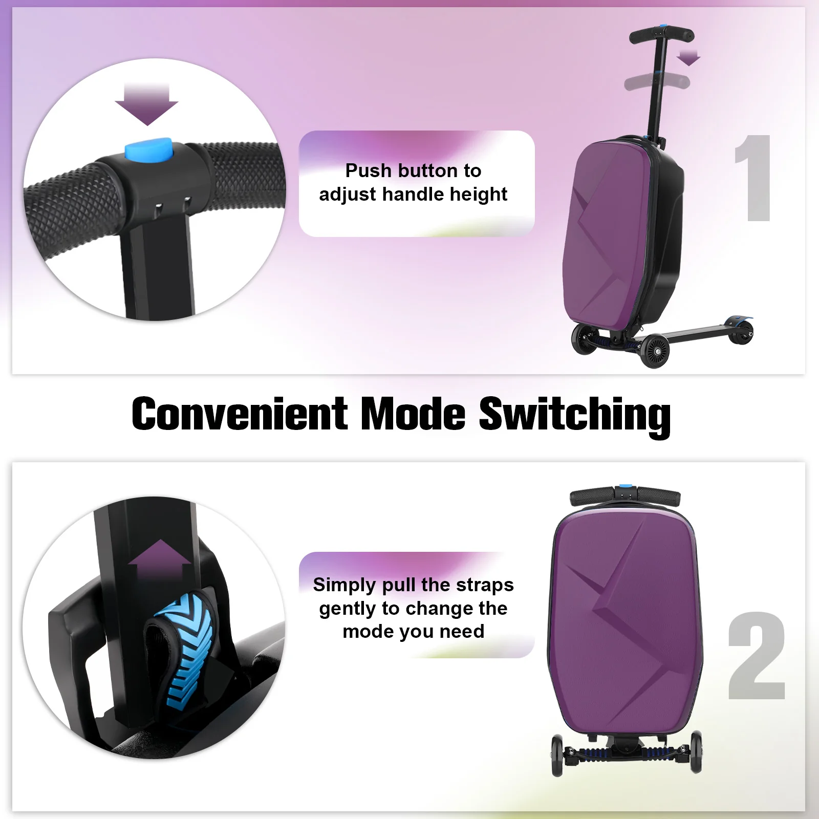 Advwin Foldable Hardshell Scooter Suitcase